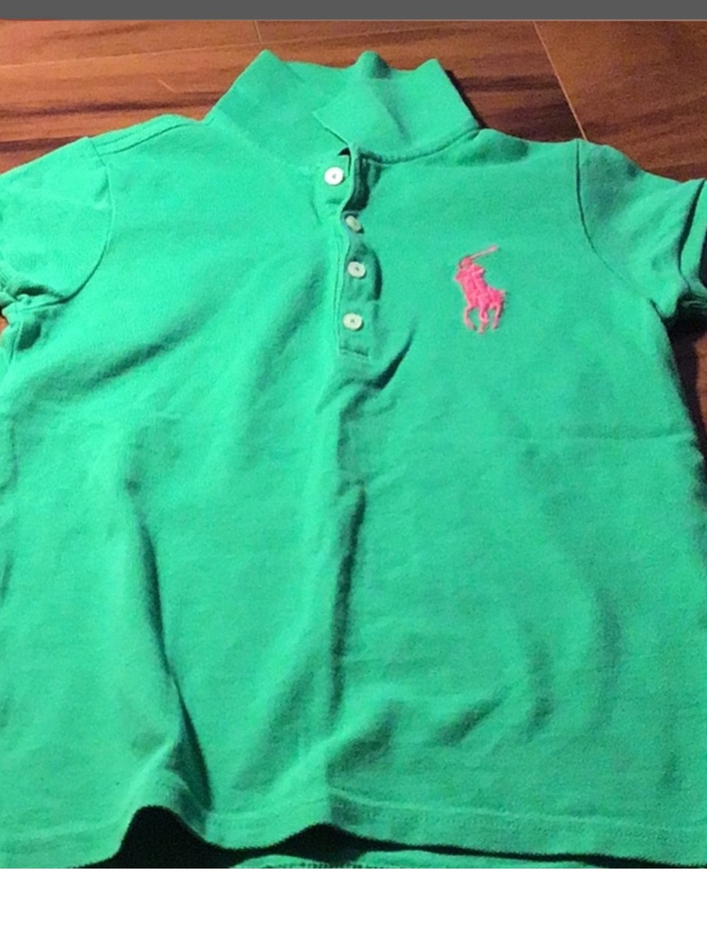 Ralph Lauren Bright Green Kids Polo with Pink Pony